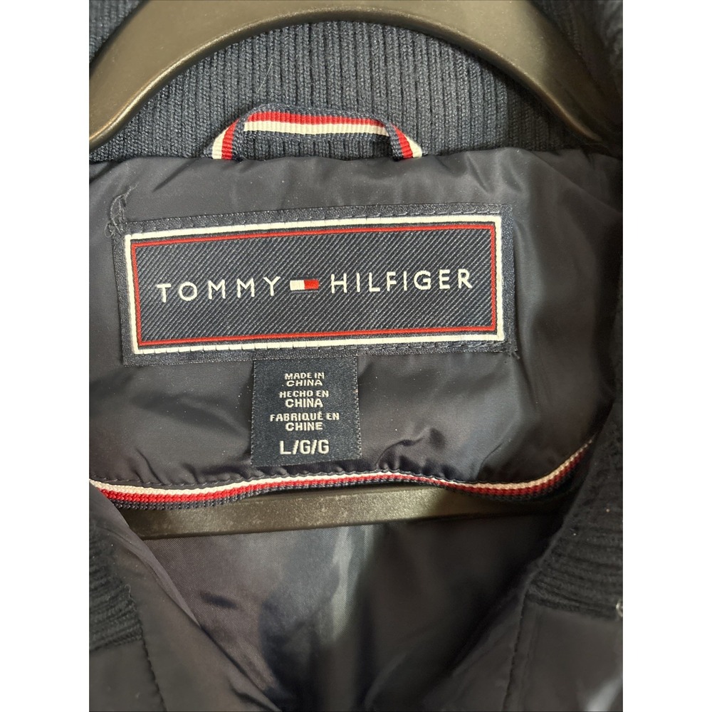 Tommy‎ Hilfiger Vest Womens Large Blue Red Gradient Full Zip Quilted Puffer Mock - Picture 2 of 9